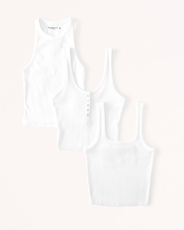 3-Pack Essential Tank, WHITE