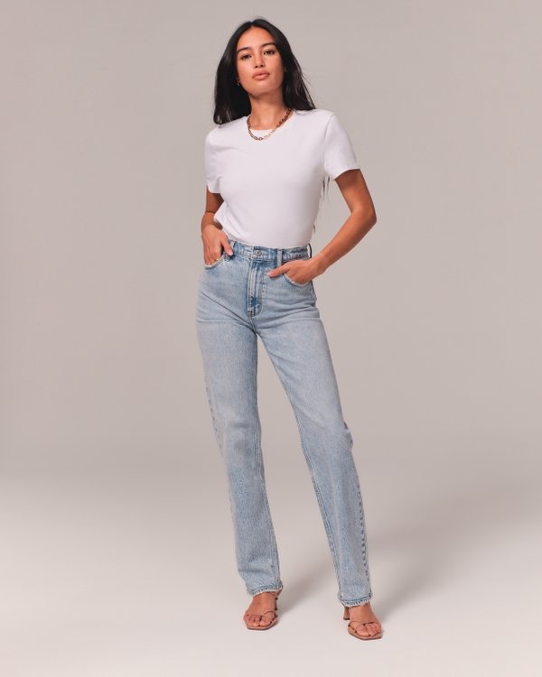 90s Ultra High Rise Straight Jeans, LIGHT WASH