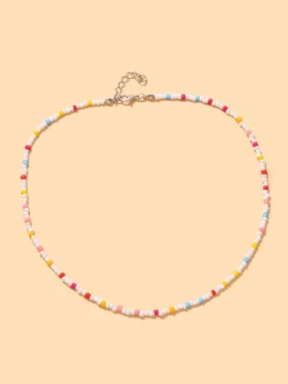Color Block Beaded Necklace