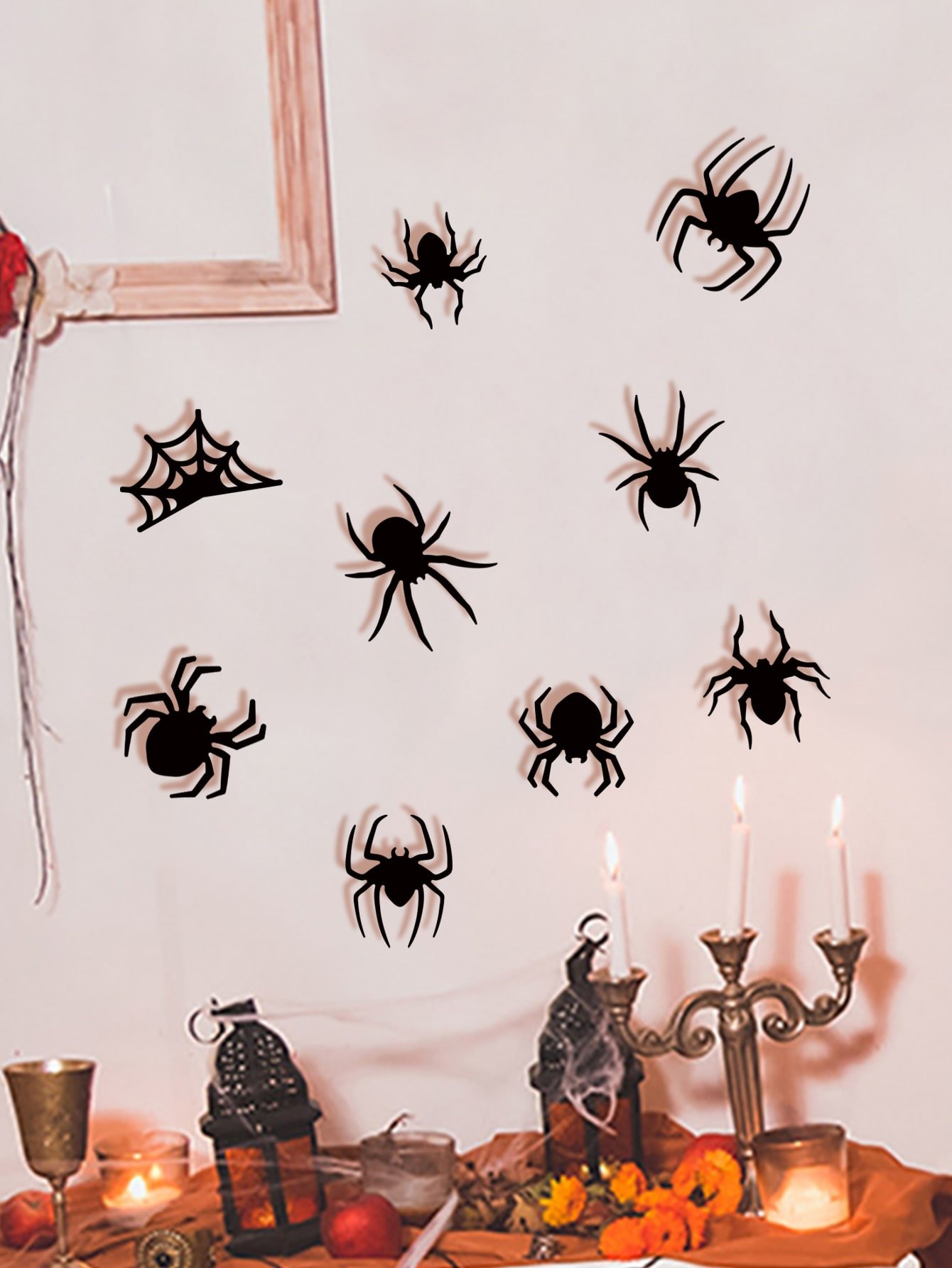 8pcs 3D Halloween Spider Shaped Wall Sticker