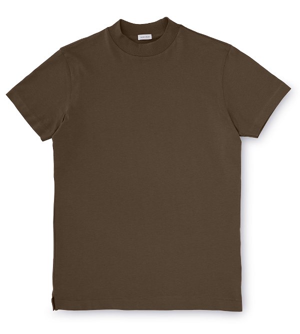 Custom Fitted Cotton Hi-Neck T-Shirt Stone Brown | Son of a Tailor