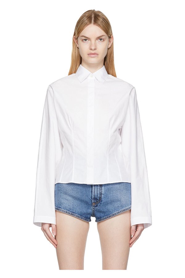 ALAÏA: White Corset Shirt | SSENSE