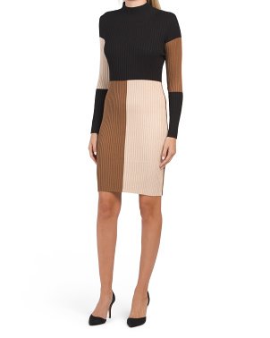 Color Block Mock Neck Sweater Dress | Casual Dresses  | T.J.Maxx