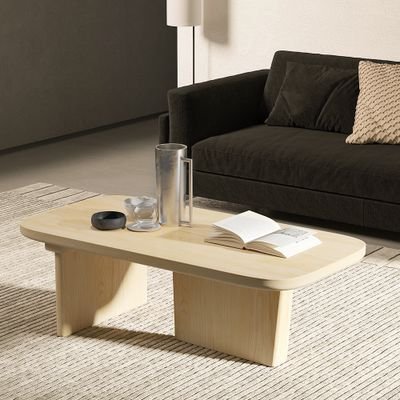 Wood Coffee Table Rectangle-shaped in Natural - Living Room Furniture - Homary US