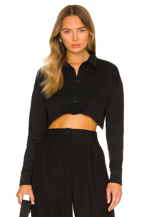 ALL THE WAYS Mia Crop Sweatshirt in Black | REVOLVE