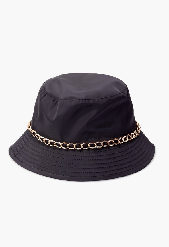 Nylon Bucket Hat With Chain Trim Bags & Accessories in Black - Get great deals at JustFab