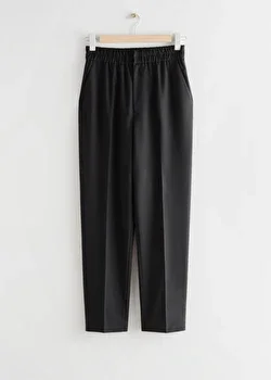 Tapered Elasticated Waistline Trousers - Black - Trousers - & Other Stories US