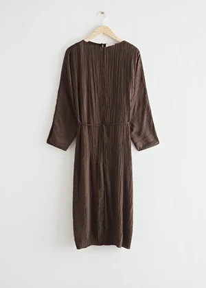 Crinkled Midi Dress - Dark Brown - Midi dresses - & Other Stories US
