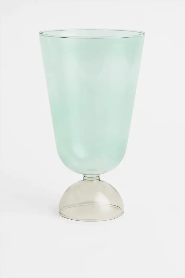 Large Glass Vase - Light green/beige - Home All | H&M US