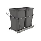 Amazon.com: Rev-A-Shelf RV-15KD-13C-S 27-Quart Double Chrome-Plated Wire Bottom Mount Pullout Kitchen Waste Trash Can Container Bins with Rear Storage, Gray : Industrial & Scientific