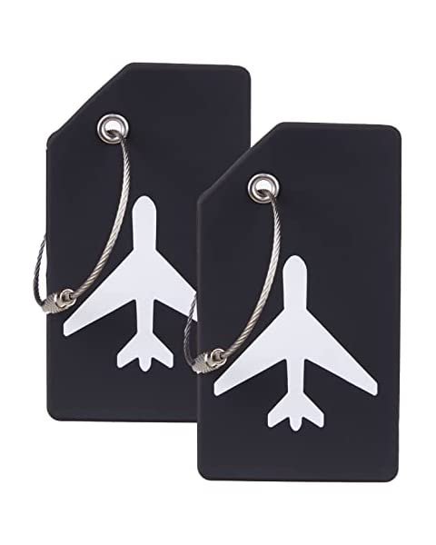 Amazon.com: 2 Pack Silicone Luggage Tag Baggage Handbag School Bag Suitcase Instrument Tag Label by Gostwo（Black） : Clothing, Shoes & Jewelry