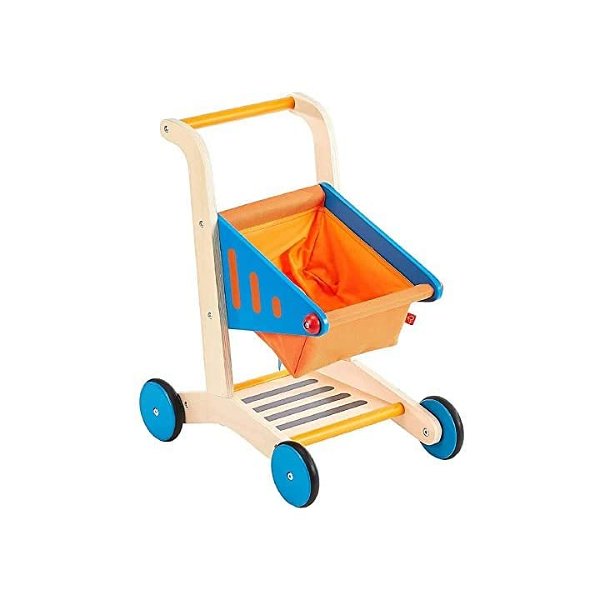 Award Winning Hape Kid's Wooden Shopping Cart Multi, L: 16.9, W: 11.8, H: 19.8 inch