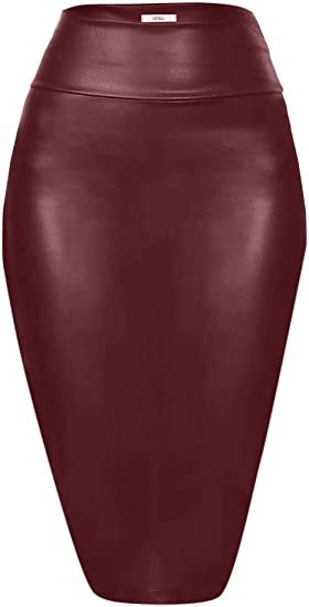 Amazon.com: Pencil Skirt for Women Knee Length Skirt, Burgundy Leather, Small : Clothing, Shoes & Jewelry
