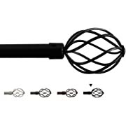 Amazon.com: H.VERSAILTEX Window Curtain Rods for Windows 66 to 120 Inches Adjustable Decorative 3/4 Inch Diameter Single Window Curtain Rod Set with Twisted Cage Finials, Matte Black : Home & Kitchen