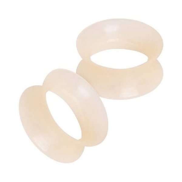 Ultra Thin Silicone Double Flared Flesh Tone Tunnel Plugs, Sold as a Pair (6mm (2GA))