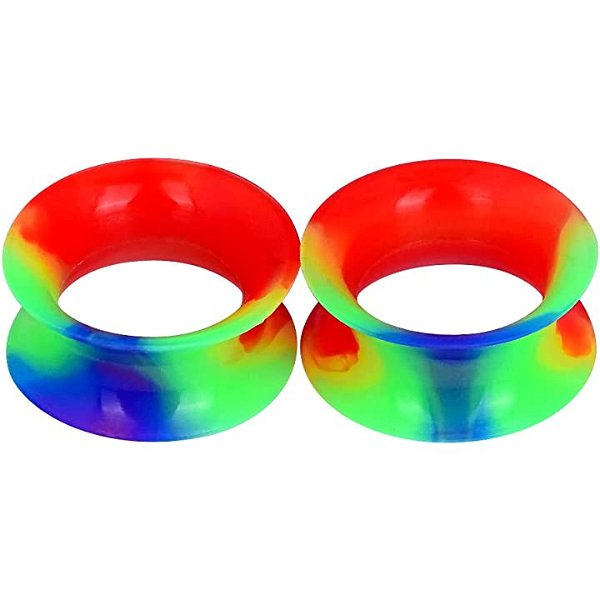 Longbeauty 20 Colors Soft Silicone Flexible Ear Skin Tunnels Plugs Expanders Gauges Body Piercing 2g