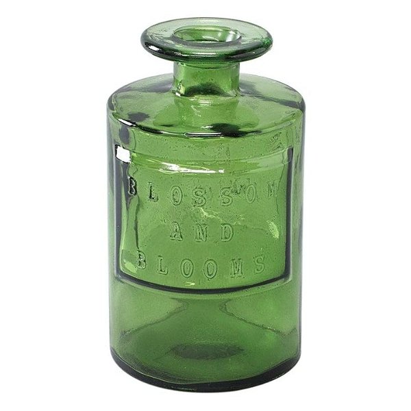 Time Concept Valencia 100% Recycled Glass Jar - Siete, Green - Handcrafted Flower Vase, Home Centerpiece Décor