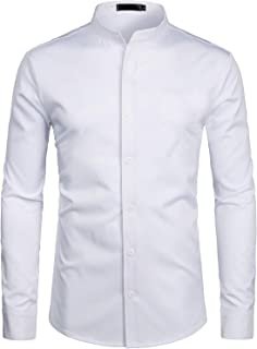 ZEROYAA Mens Hipster Solid Slim Fit Long Sleeve Mandarin Collar Dress Shirts : Clothing, Shoes & Jewelry
