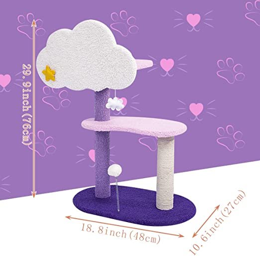 Amazon.com : Cat Tower Purple Activity Trees, Indoor Cat Scratching Post with Tree Hole and Sisal Scratching Post, with Plush Dangling Balls Pet Jungle Gym, Cat Climbing Tower Pet Play Condo Furniture : Pet Supplies