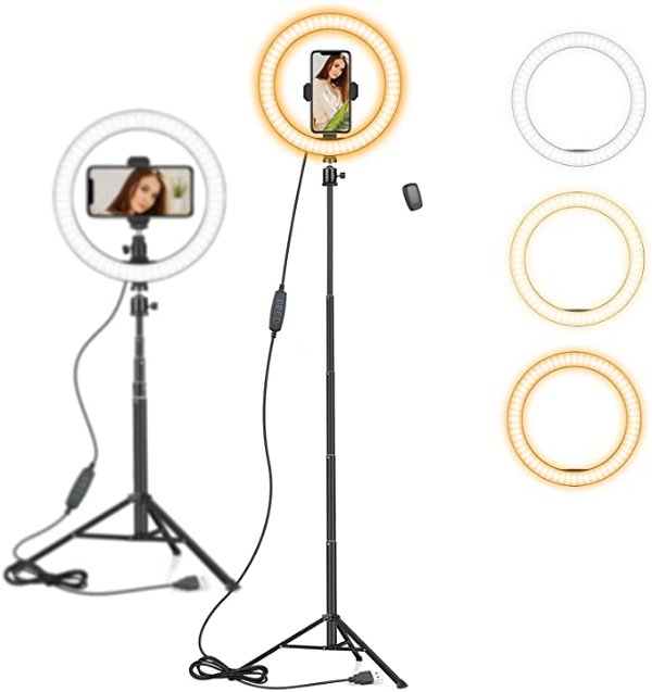 10" Ring Light with Tall Tripod Stand & Phone Holder for YouTube Video, Dimmable Led Ring Light with Remote for Camera, Video, Makeup, Selfie Photography Compatible with Smartphone: Amazon.co.uk: Electronics & Photo
