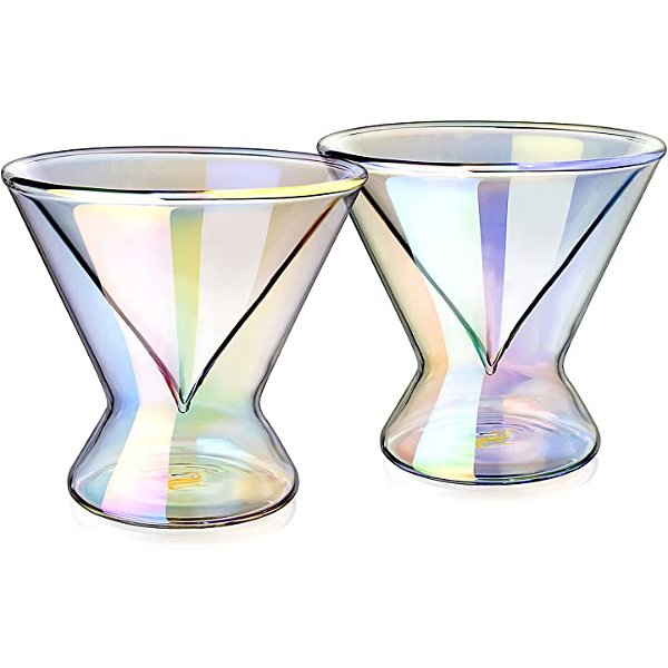 Dragon Glassware Martini Glasses, Iridescent Double Wall, 7-Ounce, Set of 2