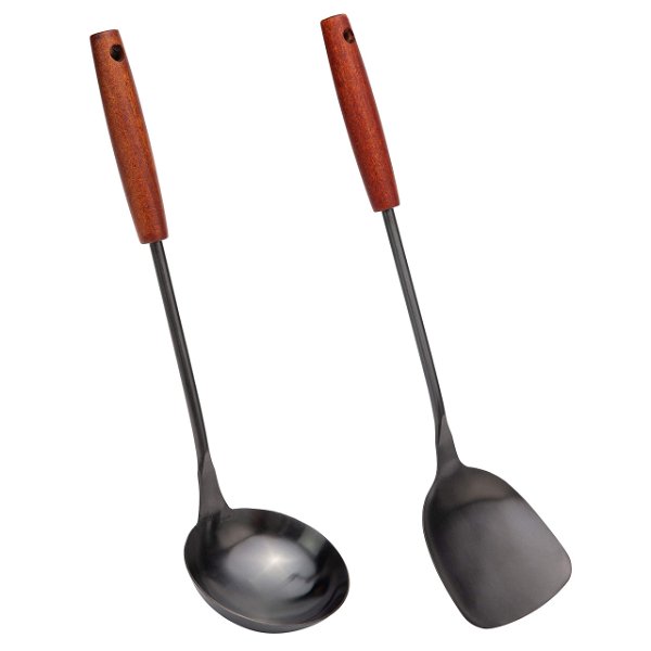 Spatula & Ladle Wok Tool Set, 14.2-15 inches wok utensils, Stainless Steel wok spatula