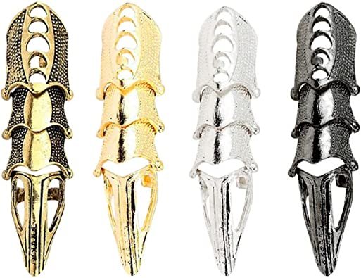 Amazon.com: 4Pcs Punk Full Armor Knuckle Joint Claw Finger Ring Set Gothic Adjustable Rock Hinged Ring for Women Men Girl Boy Teen Jewelry Gift Halloween Cosplay Party Costume Accessory-A 4pcs: Clothing, Shoes & Jewelry