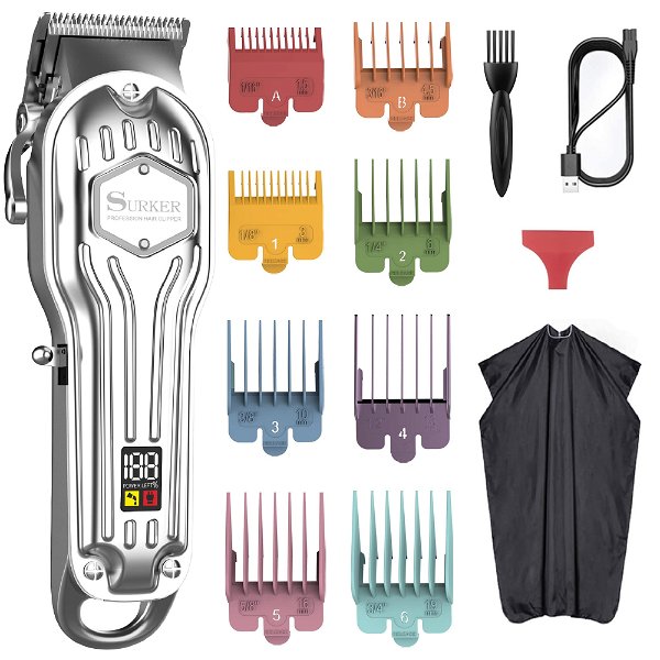 SURKER Mens Hair Clippers Cord Cordless Hair Trimmer Professional Haircut Kit for Men Rechargeable LED Display