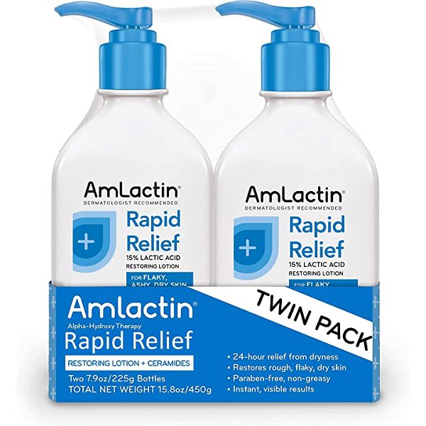 AmLactin Rapid Relief Restoring Body Lotion With Ceramides, Moisturizing Lotion for Dry Skin - 7.9 Oz Each, Pump Bottles (Pack of 2) (packaging may vary)