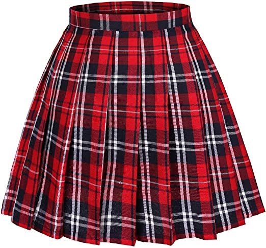 Amazon.com: Seazoon Women's Japan high Waisted Pleated Cosplay Skirt Skirts Plaid Red+Blue-S : Clothing, Shoes & Jewelry