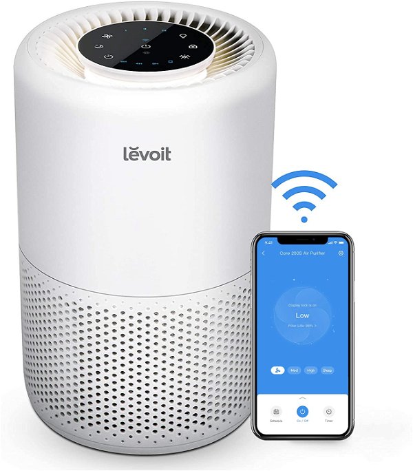 LEVOIT Air Purifiers for Home Large Room, Smart WiFi Alexa Control, H13 True HEPA Filter for Allergies, Pets, Somke, Dust, Pollen, Ozone Free, 24dB Quiet Cleaner for Bedroom, Core 200S, White Cream White