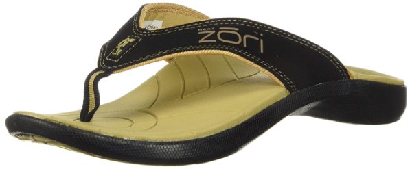 Neat Feat Men's Zori Sport Orthotic Slip-on Sandals Flip Flop, Black/Tan, 9 D US