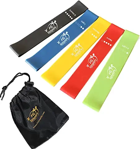 Fit Simplify Resistance Loop Exercise Bands with Instruction Guide and Carry Bag, Set of 5 : Sports & Outdoors