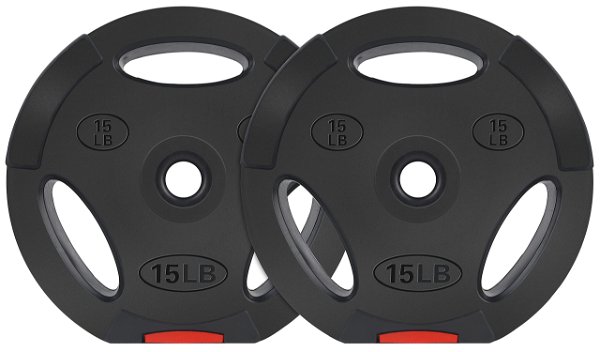 BalanceFrom Vinyl Standard 1-Inch Plate Weight Plate for Strength Training, Weightlifting and Crossfit, Pair or Set with Barbell C. 15-Pound, Pair