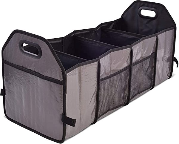 Amazon.com: Car Trunk Organizer - Gray Foldable Storage Caddy, Portable and Collapsible with Hook & Loop Closure, 4 Large Compartments, pockets and Strong Handles for Vehicles, SUV, Trucks, Groceries, Tools : Automotive