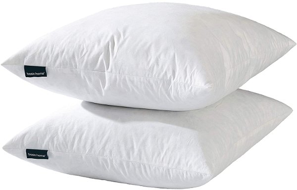Amazon.com: basic home 26x26 Euro Throw Pillow Inserts-Down Feather Pillow Inserts-Cotton Fabric-Set of 2-White : Home & Kitchen