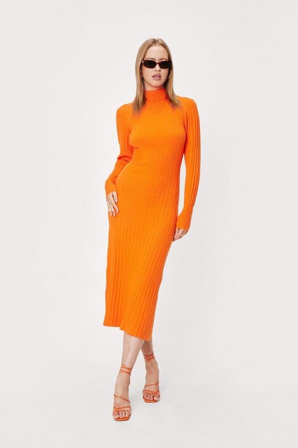 Knitted Wide Ribbed Midi Dress