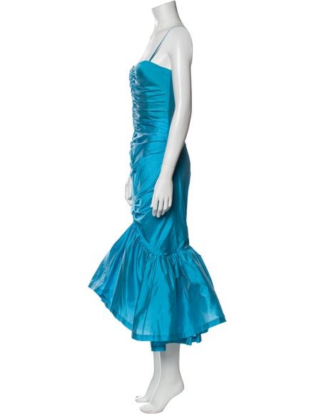 Attico Square Neckline Long Dress - Blue Dresses, Clothing - ATTCO23379 | The RealReal
