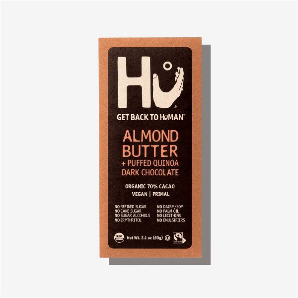 Hu Chocolate Bars | 4 Pack Almond Butter Puffed Quinoa Chocolate | Natural Organic Vegan, Gluten Free, Paleo, Non GMO, Fair Trade Dark Chocolate | 2.1oz Each