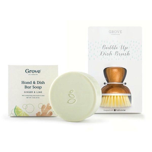 Grove Co. Hand & Dish Bar Soap with Dish Brush Set