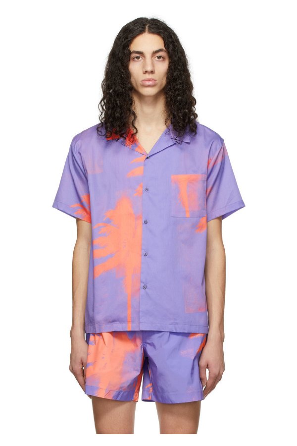 Double Rainbouu - Purple & Orange Palm Camp Shirt