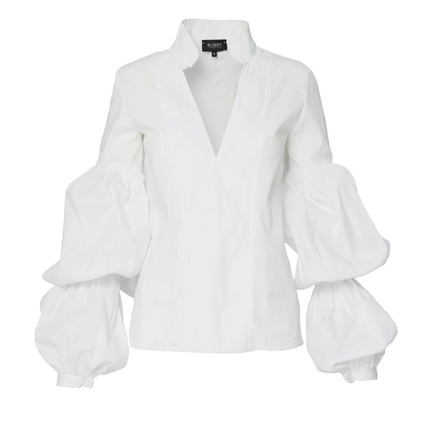 Cotton-Poplin Shirt With Long Puffed Sleeves | BLUZAT | Wolf & Badger