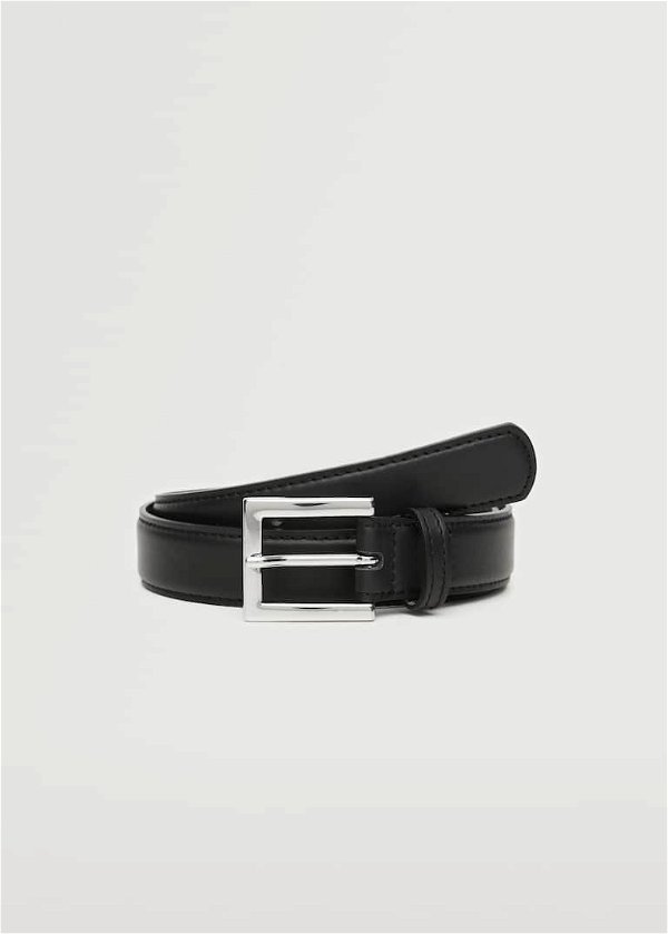 Leather belt with square buckle - Women | Mango USA