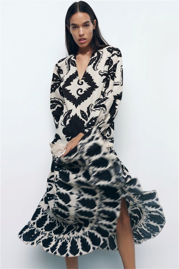 Image 3 of BELTED PRINTED DRESS from Zara