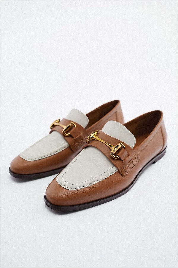 Image 2 of CONTRAST COLOR LEATHER LOAFERS from Zara