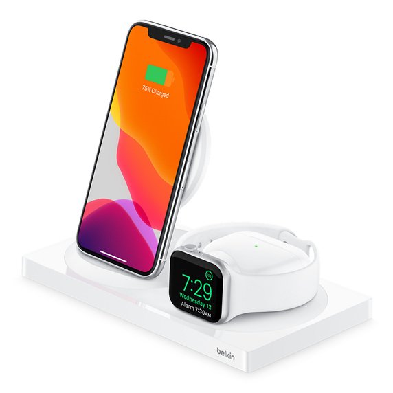 Belkin BOOST UP CHARGE 3-in-1 Wireless Charger for iPhone + Apple Watch + AirPods - White - Apple