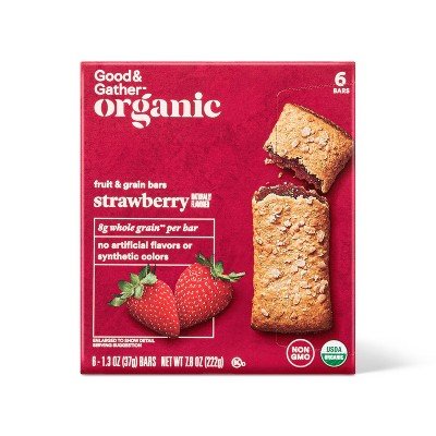 Organic Whole Grain Strawberry Fruit &#38; Grain Bars - 6ct - Good &#38; Gather&#8482;