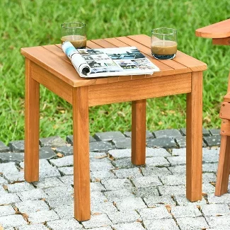 Costway Wooden Square Side End Table Patio Coffee Bistro Table Indoor Outdoor Natural : Target