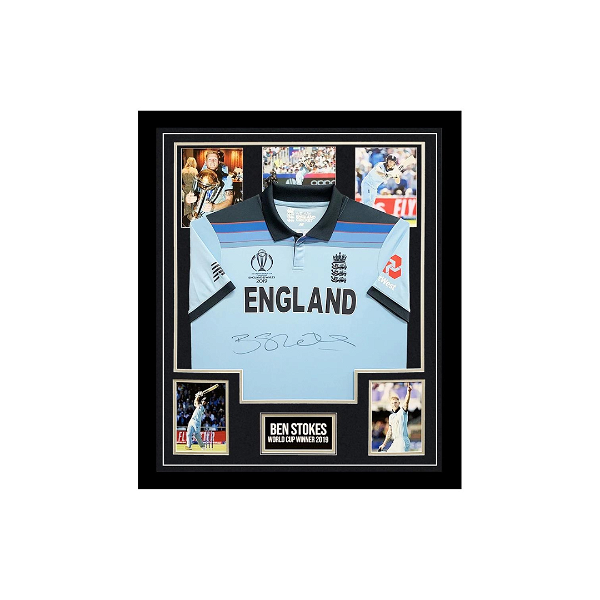 Signed Ben Stokes Framed England Cricket World Cup 2019 Shirt - Authentic Cricket Memorabilia - Wisden