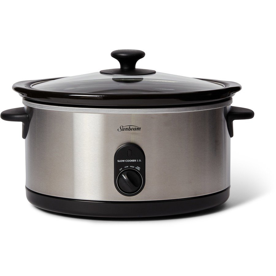 Sunbeam Slow Cooker 5.5L Stainless Steel - HP5520 | BIG W
